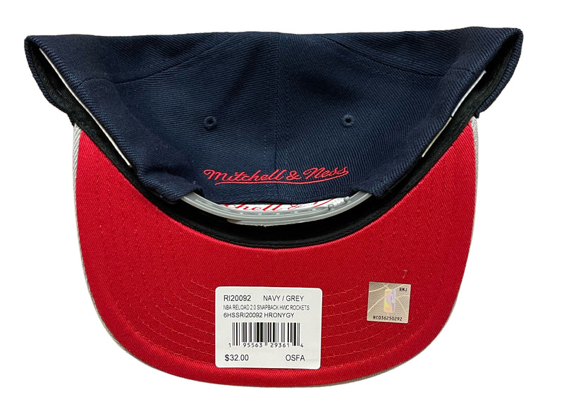 Men's Mitchell & Ness Navy/Grey NBA Houston Rockets Reload 2.0 Snapback - OSFA
