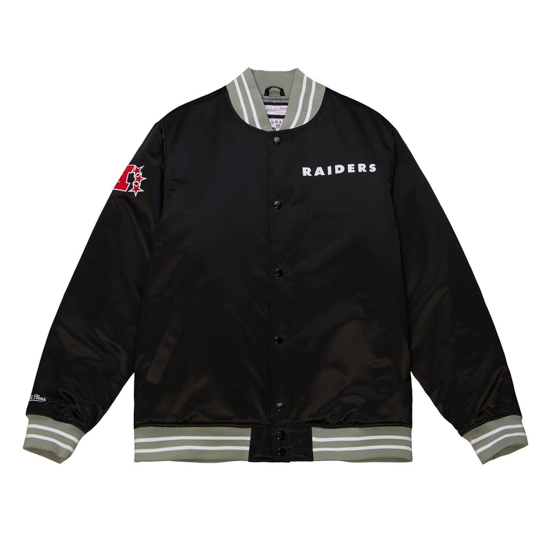 Men's Mitchell & Ness NFL Oakland Raiders Black Heavyweight Satin Jacket