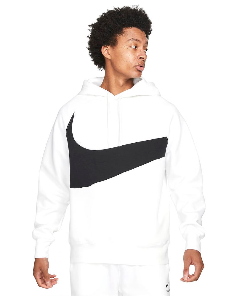Men's White/Black Sportswear Swoosh Tech Fleece Pullover Hoodie