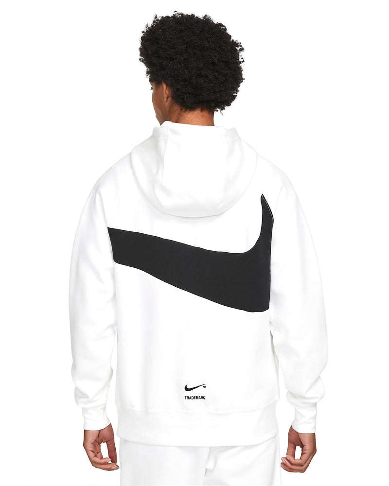 Men's White/Black Sportswear Swoosh Tech Fleece Pullover Hoodie
