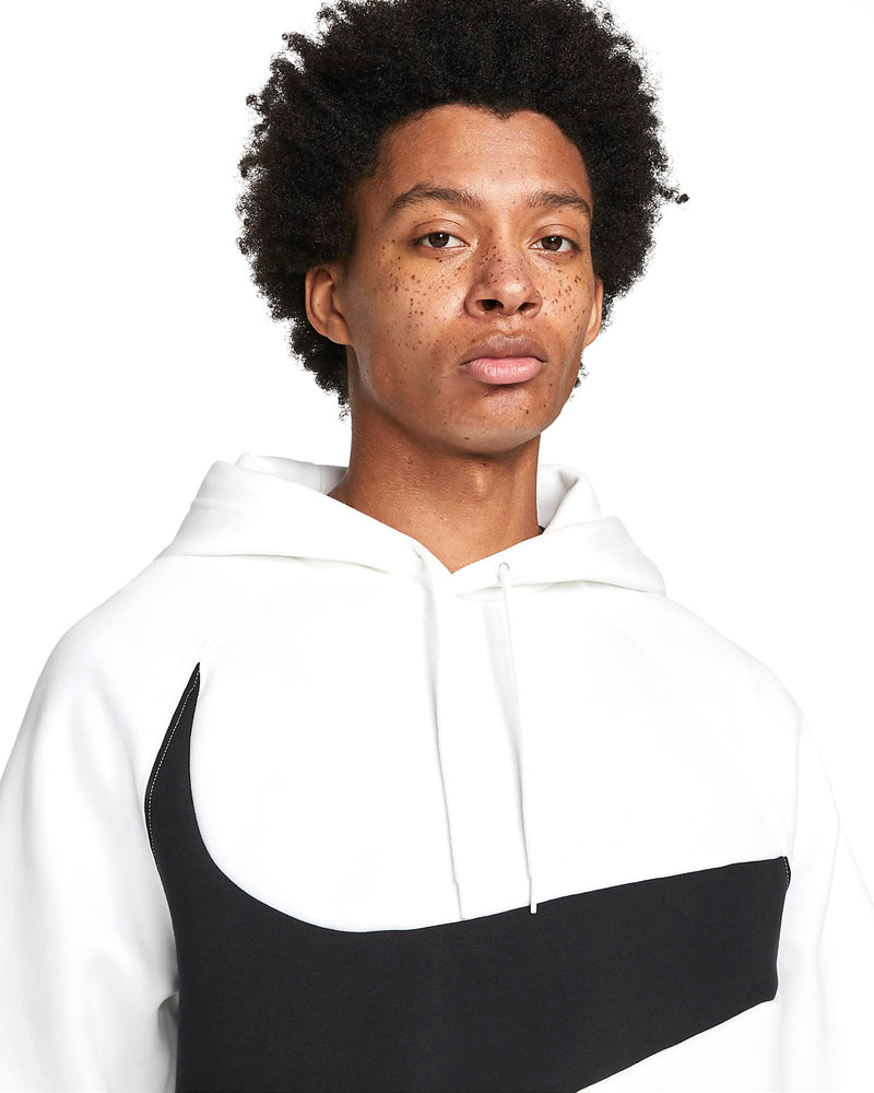 Men's White/Black Sportswear Swoosh Tech Fleece Pullover Hoodie