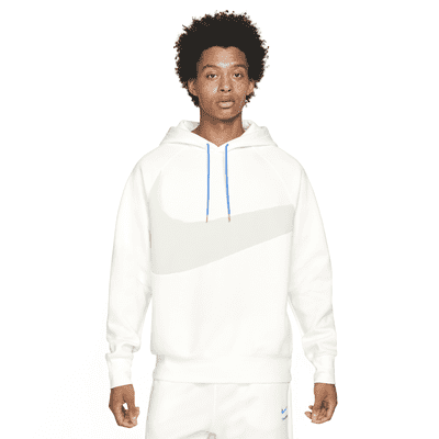 Men's White/Gray Sportswear Swoosh Tech Fleece Pullover Hoodie