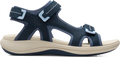 Quarter turn view Women's Clarks Footwear style name Mira Free in color Navy Nubuck. Sku: 26187251