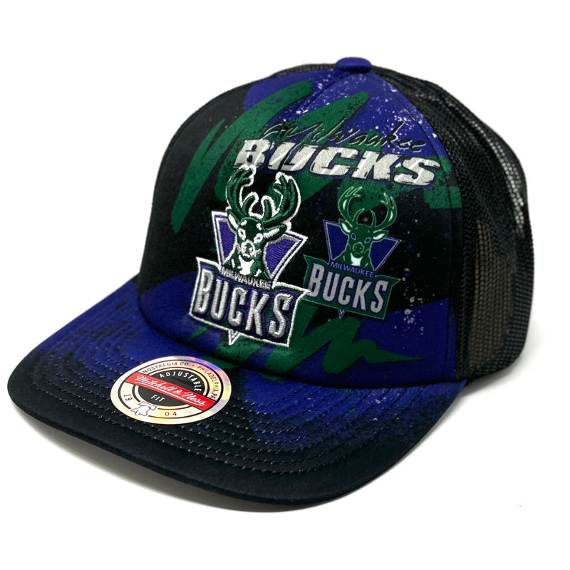Mitchell & Ness Black NBA Milwaukee Bucks Hyper Trucker HWC Snapback - OSFA