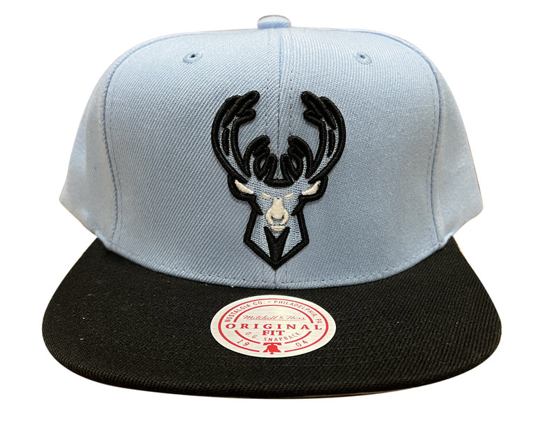 Mitchell & Ness Light Bl/Bk NBA Milwaukee Bucks Uni Away 2 Tone Snapback - OSFA