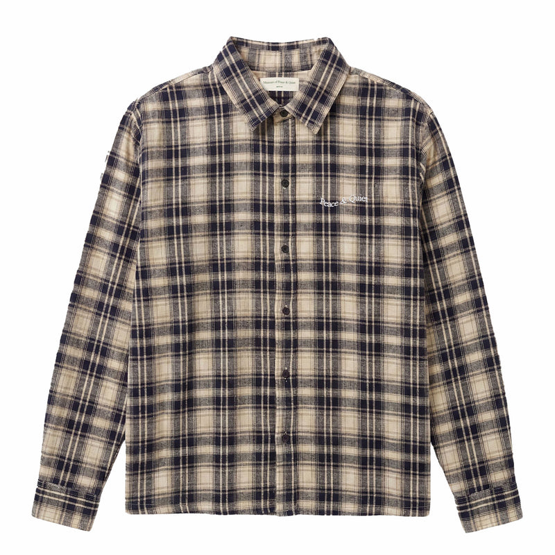 Museum of Peace & Quiet Wordmark Button Up (Navy) - August Shop