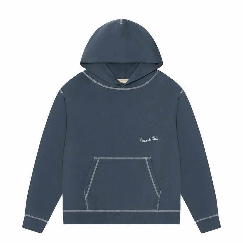 Museum Of Peace & Quiet Wordmark Reversed Stitch Hoodie (Slate) - August Shop