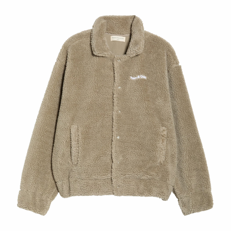 Museum of Peace & Quiet Wordmark Sherpa Work Jacket (Taupe) - August Shop