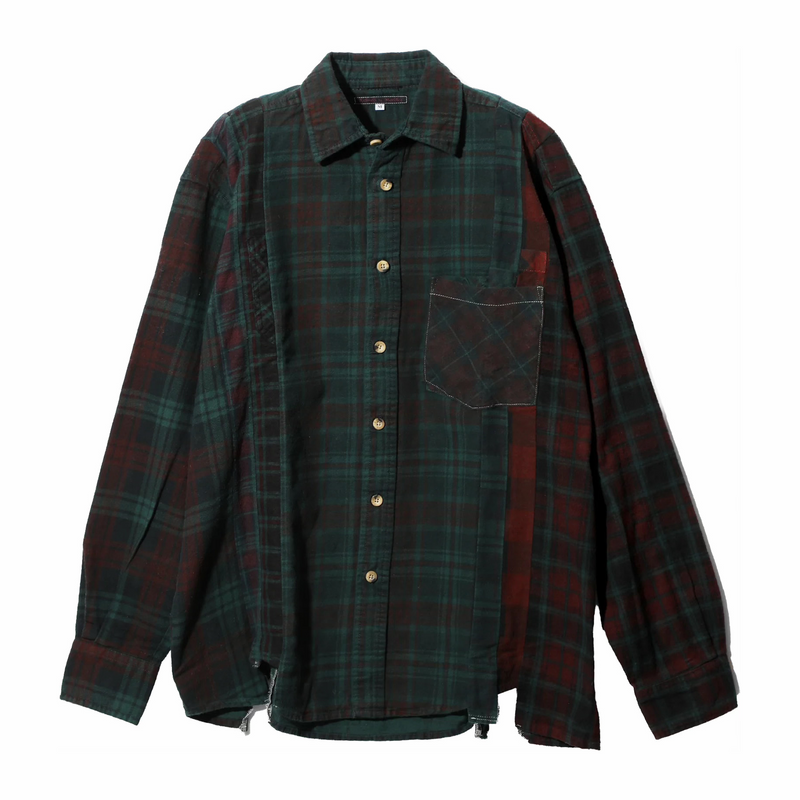 Needles Flannel Shirt - 7 Cuts Shirt - Over Dye (Dark Green) - August Shop