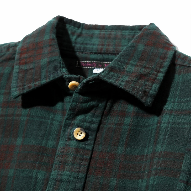 Needles Flannel Shirt - 7 Cuts Shirt - Over Dye (Dark Green) - August Shop
