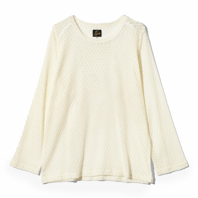 Needles L/S U-Neck Tee - PE/W Raschel Lace (White) - August Shop