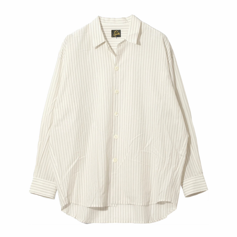 Needles Uncon Shirt - Dobby Stripe (Cream/Brown) - August Shop