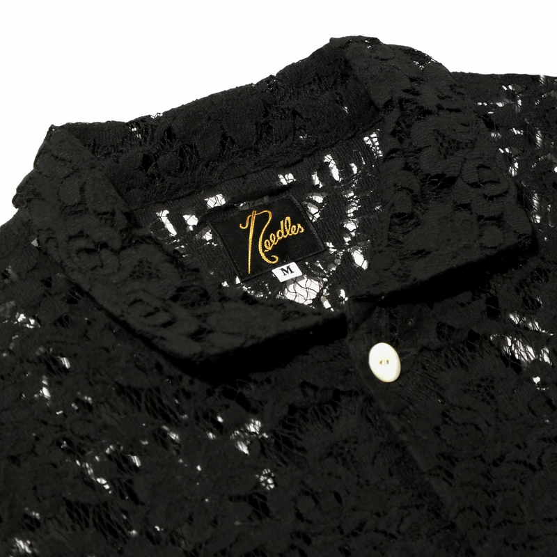 Needles Widespread Collar Shirt - Raschel Lace (Black) - August Shop