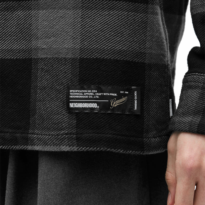 Neighborhood Buffalo Check Shirt LS (Grey) - August Shop