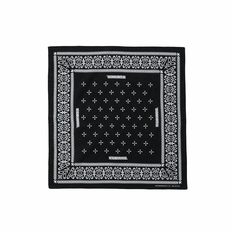 Neighborhood Cross Pattern Bandana (Black) - August Shop