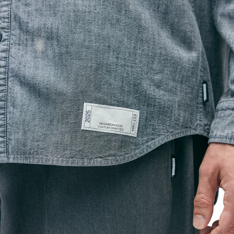 Neighborhood Garment Bleach Chambray Shirt LS (Indigo) - August Shop