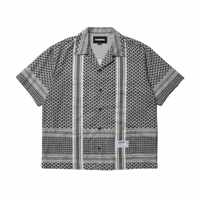 Neighborhood Shemagh Pattern SS Shirt (Black) - August Shop