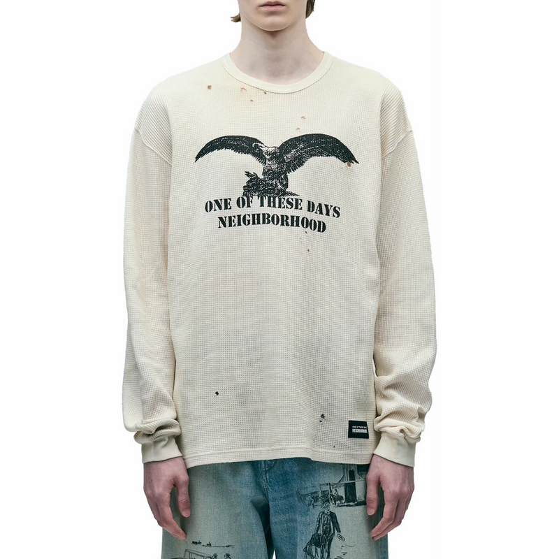 Neighborhood x OOTD . Waffle Fabric Longsleeve Crewneck (White) - August Shop