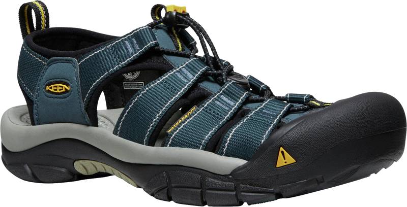 Quarter turn view Men's KEEN Footwear style name Newport H2 Wide in color Navy/ Gray. Sku: 1030994
