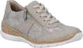 Quarter turn view Women's Rieker Footwear style name Nikita 21 in color Ice/ Rose-Metallic. Sku: N4221-90