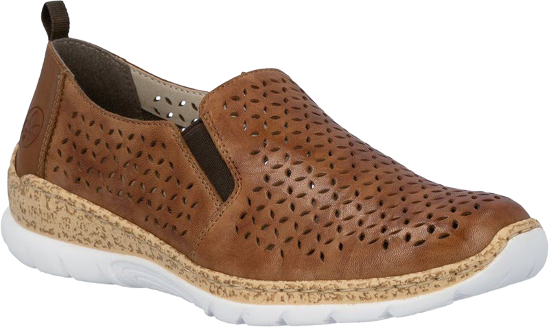 Quarter turn view Women's Rieker Footwear style name Nikita 51 in color Cuoio. Sku: N4251-22