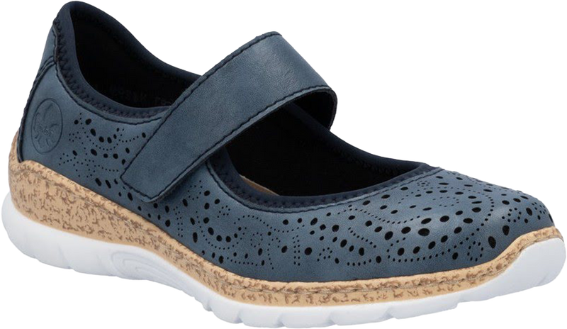 Quarter turn view Women's Rieker Footwear style name Nikita 99 in color Royal/ Navy. Sku: N4299-14