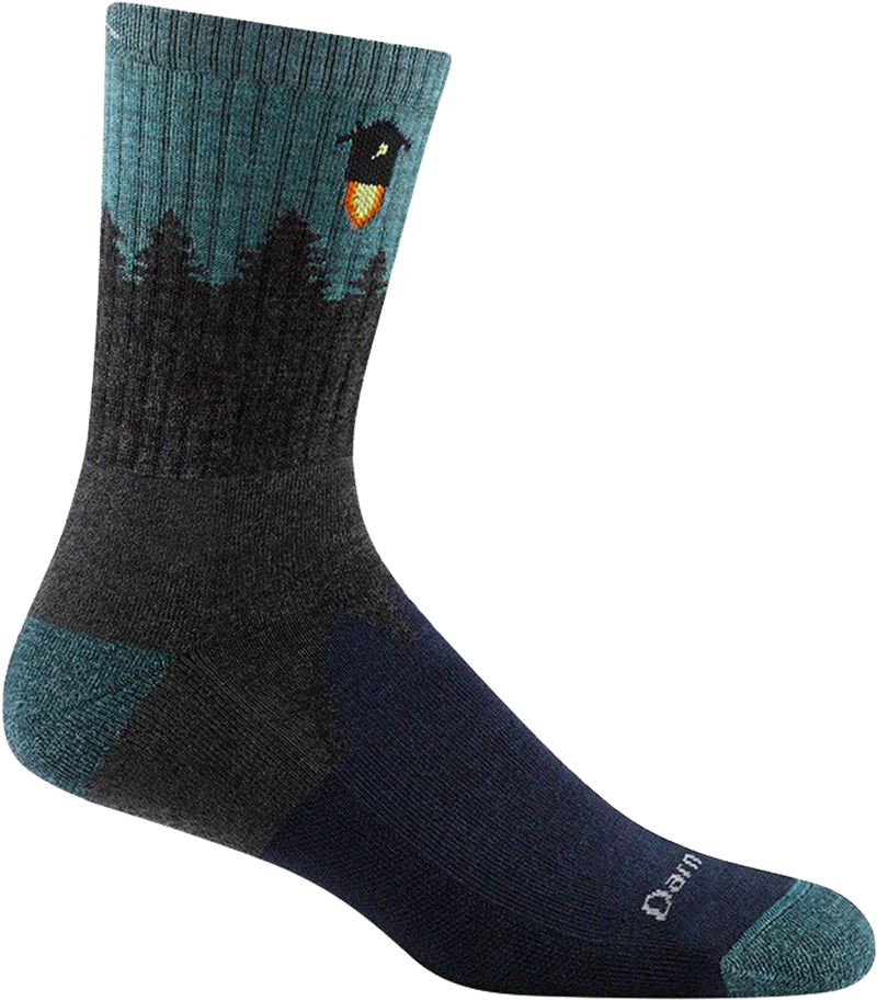 Quarter turn view Men's Darn Tough Sock style name Number 2 in color Gray. Sku: 1974-GRAY