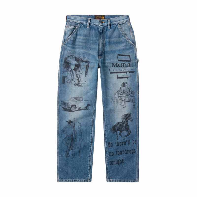 One Of These Days All Over Print Stright Fit Jeans (Indigo) - August Shop