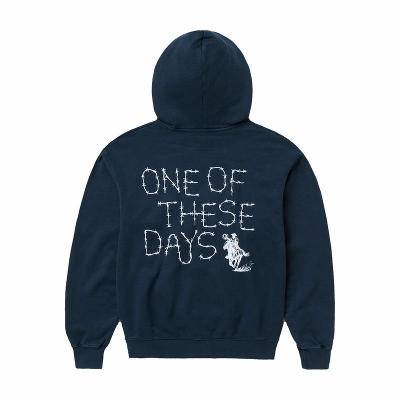 One Of These Days Barbed Zip Up Hoodie (Hard Washed Navy) - August Shop