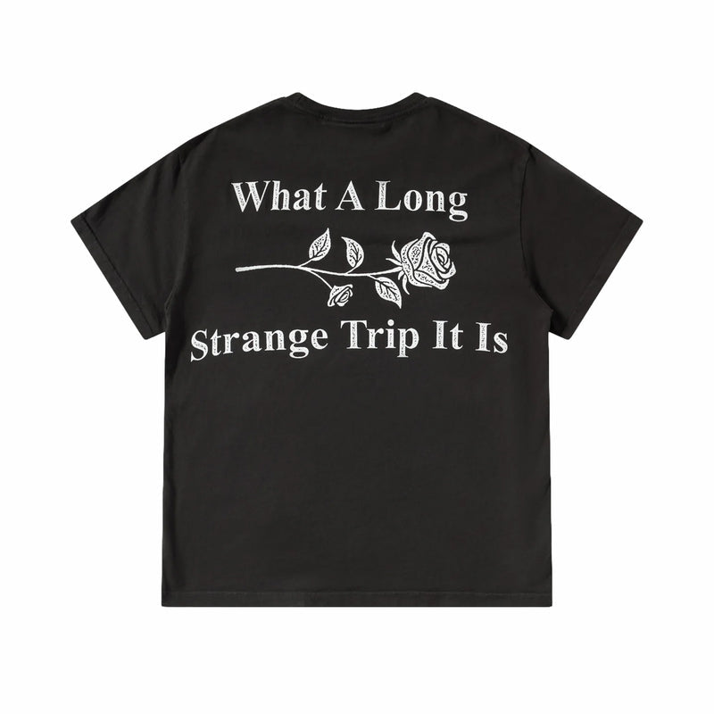 Online Ceramics What A Long Strange Trip It Is Tee (Black) - August Shop