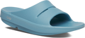 Quarter turn view Women's Oofos Footwear style name Ooahh Slide in color Ocean Blue. Sku: 1100OCEBLU