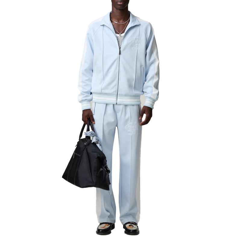 PIN TUCK TRACK TOP BLUE/OFF WHITE