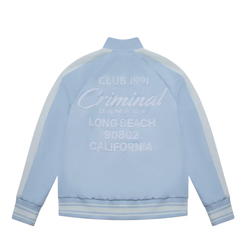 PIN TUCK TRACK TOP BLUE/OFF WHITE