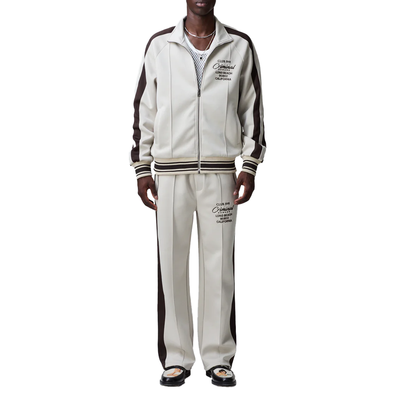 PIN TUCK TRACK TOP STONE/BROWN