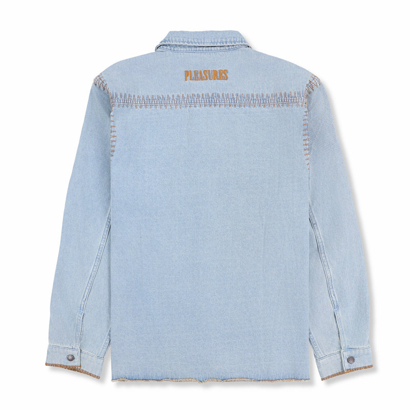 Pleasures Fortress Denim Button Up (Washed Indigo) - August Shop