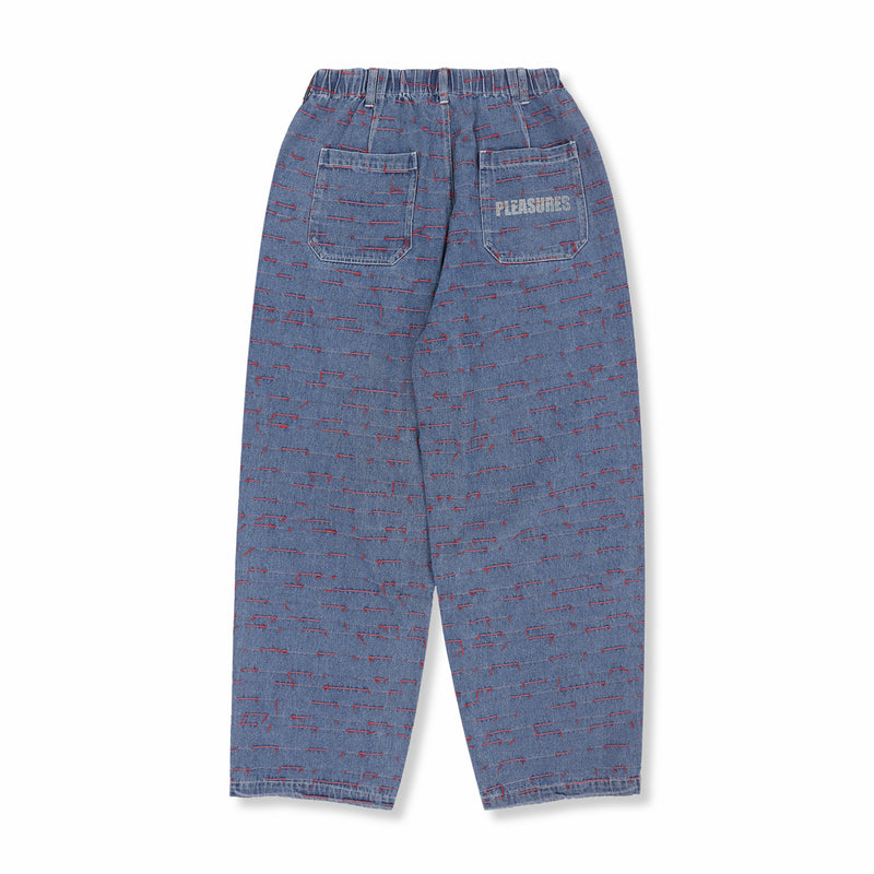 Pleasures Strokes Denim Parachute Pants (Indigo) - August Shop