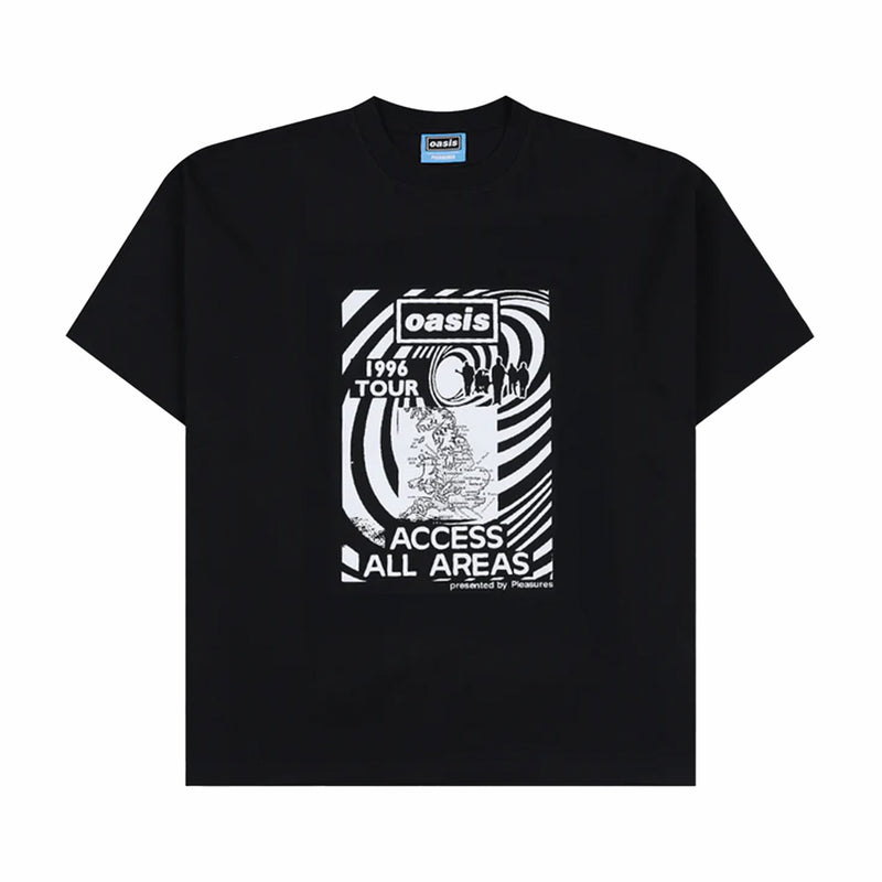 Pleasures x Oasis All Access T-Shirt (Black) - August Shop