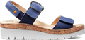 Quarter turn view Women's Samuel Hubbard Footwear style name Portola Two-Strap Wide in color Blue. Sku: W1730-112W