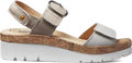 Quarter turn view Women's Samuel Hubbard Footwear style name Portola Two-Strap Wide in color White Multi. Sku: W1730-203W