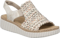 Quarter turn view Women's Rieker Footwear style name Rachel 76 in color Beige/ Muschel. Sku: 69276-60