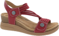 Quarter turn view Women's Birkenstock Footwear style name Saint in color Red. Sku: 4034600