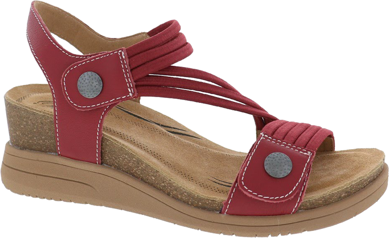 Quarter turn view Women's Birkenstock Footwear style name Saint in color Red. Sku: 4034600