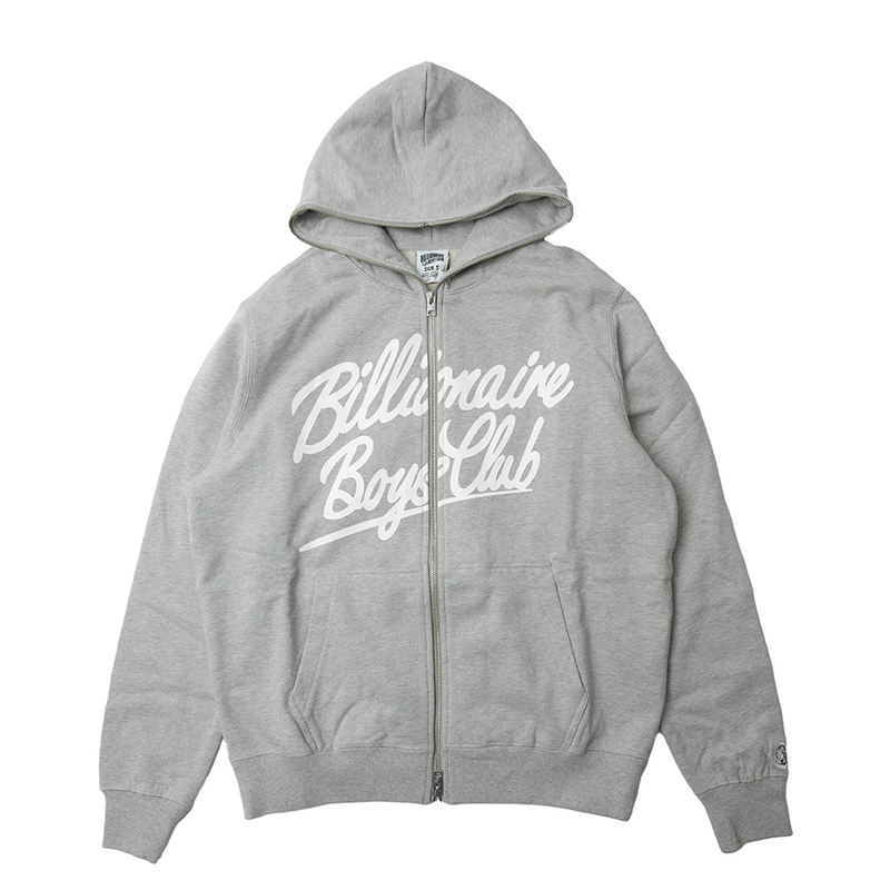 SCRIPT ZIP HOODIE HEATHER GREY
