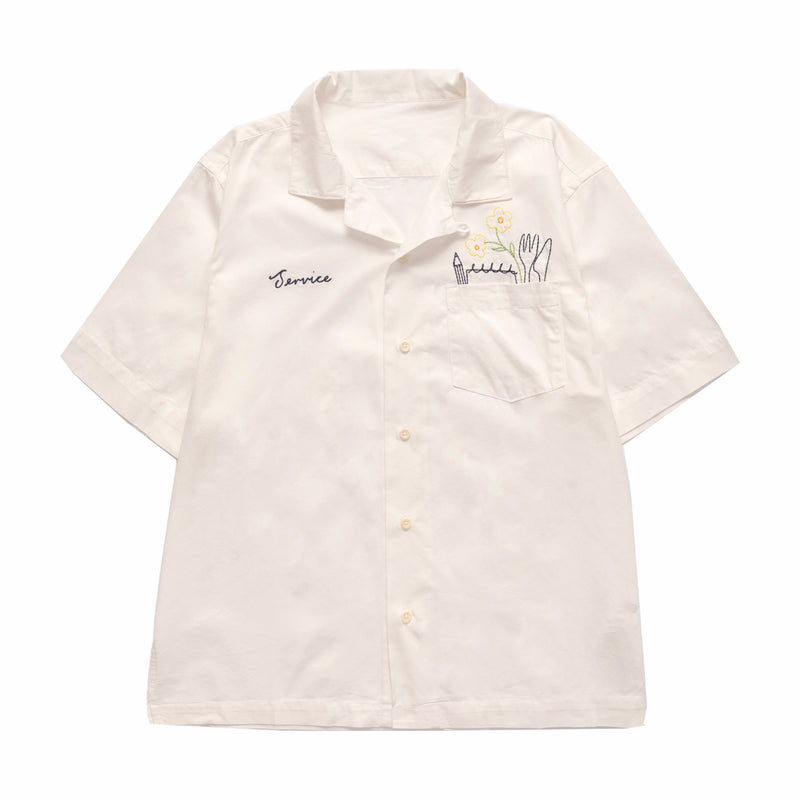 Service Works Light Twill Necessities Short Sleeve Shirt (Off White) - August Shop