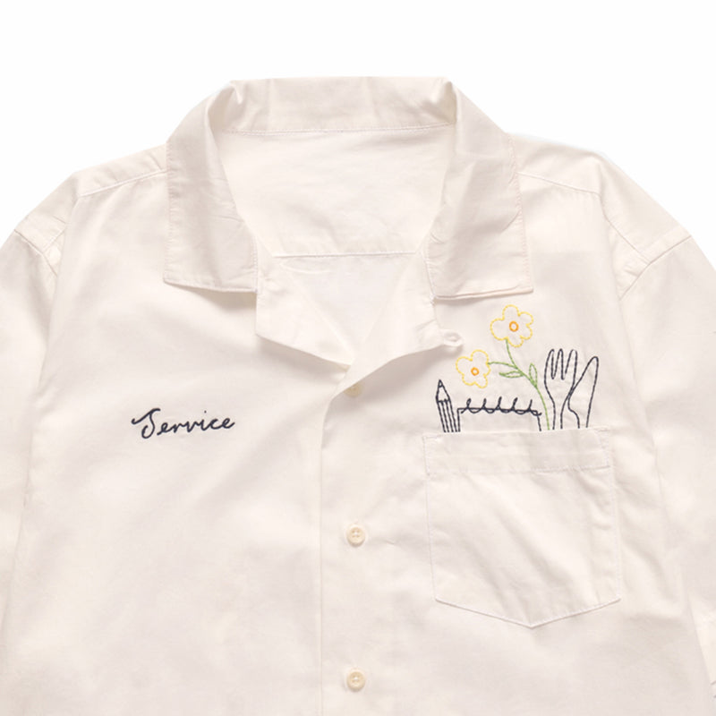 Service Works Light Twill Necessities Short Sleeve Shirt (Off White) - August Shop