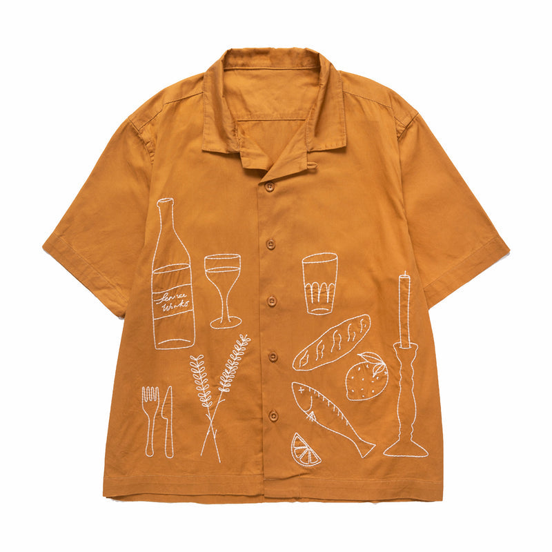 Service Works Light Twill Picnic Short Sleeve Shirt (Burnt Sugar) - August Shop