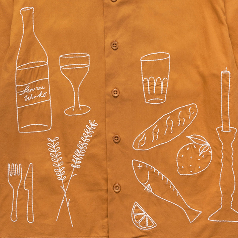 Service Works Light Twill Picnic Short Sleeve Shirt (Burnt Sugar) - August Shop