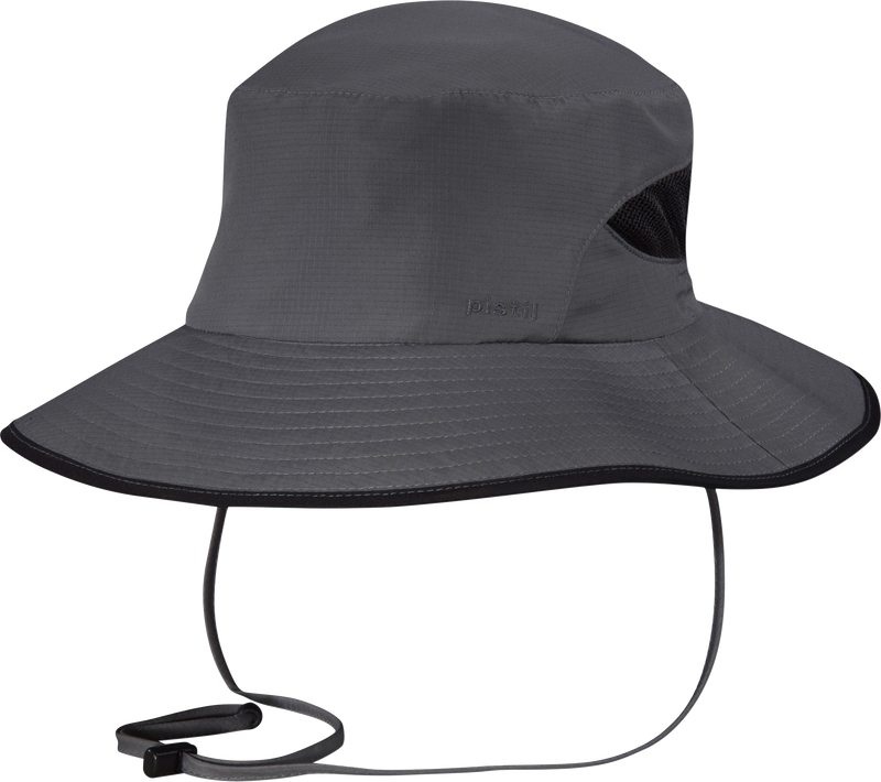 Quarter turn view Men's Pistil Hats style name Shoreline Sun Hat in color Grey. Sku: 0026-GREY