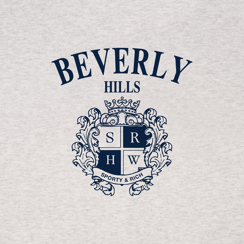 Sporty & Rich Men's BH Crest Quarter Zip (Heather Gray/Navy) - August Shop