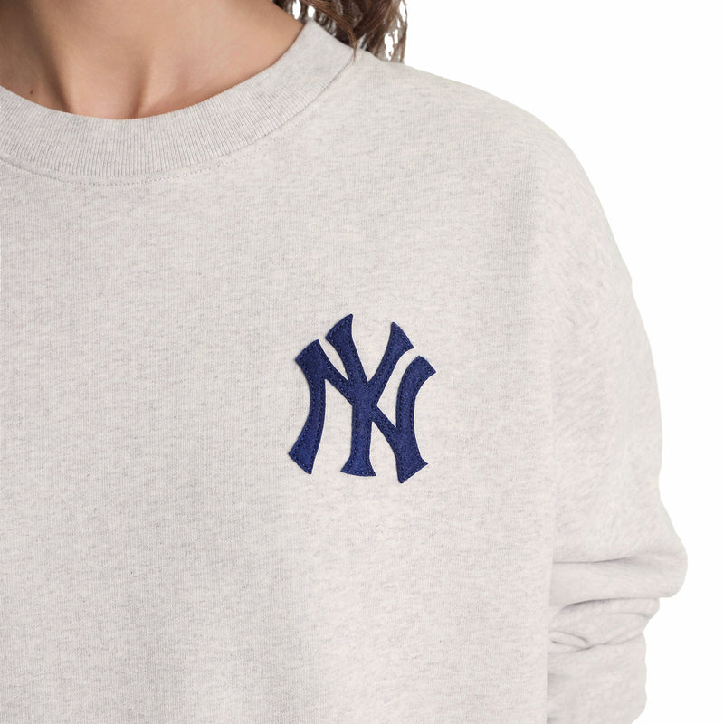 Sporty & Rich Men's Heritage Yankees Serif Crewneck (Heather Grey/Navy) - August Shop